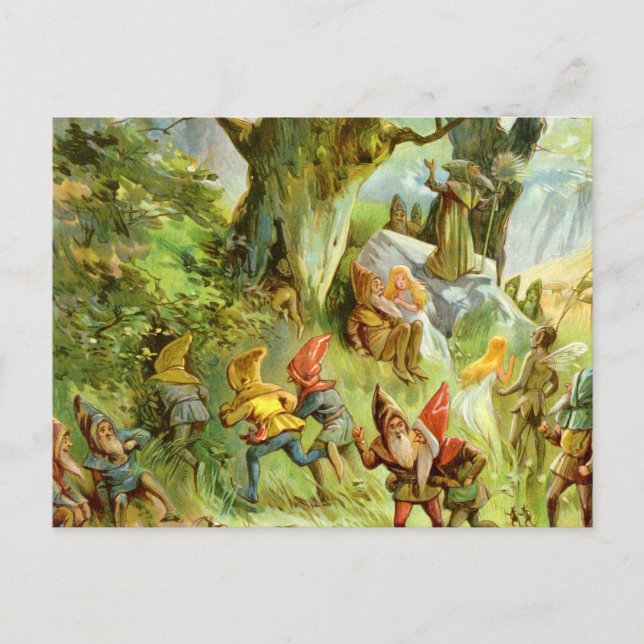 Elves and Gnomes in the Deep Dark Magical Forest Postcard (Front)