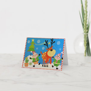 Elves and Reindeer Card