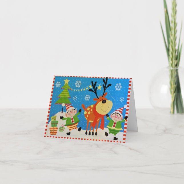 Elves and Reindeer Card (Front)
