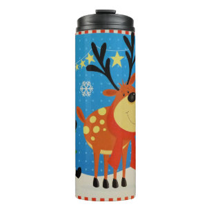 Elves and Reindeer Thermal Tumbler
