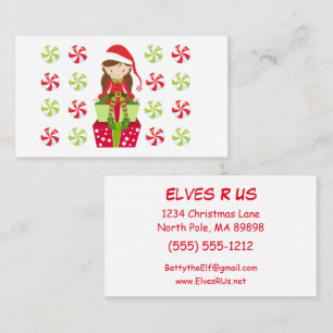 Elves Are Us Female Elf w Candies Business Card