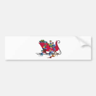 ELVES FILLING SANTA'S SLEIGH by SHARON SHARPE Bumper Sticker