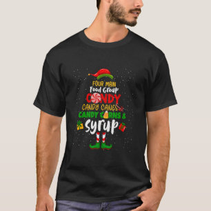 Elves Four Main Food Groups Candy Cane Christmas E T-Shirt
