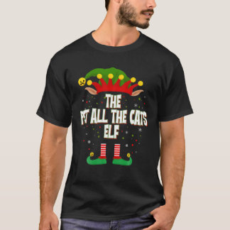 Elves Group The Pet All The Cats Elf Christmas T-Shirt