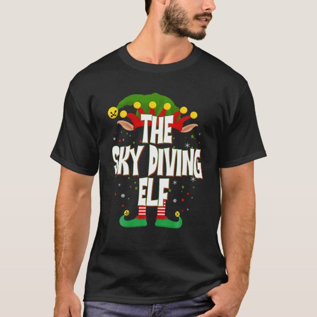 Elves Group The Sky Diving Elf Christmas T-Shirt (Front)