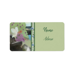 Elves in flower bed address sticker