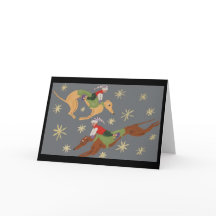 Elves riding Greyhounds in the Starry Sky Card