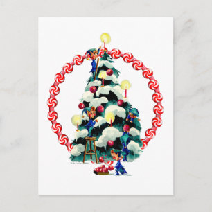 ELVES, TREE & CANDY WREATH by SHARON SHARPE Postcard