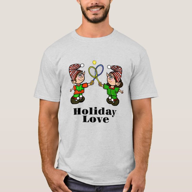 Elves with Tennis Rackets Christmas T-Shirt (Front)
