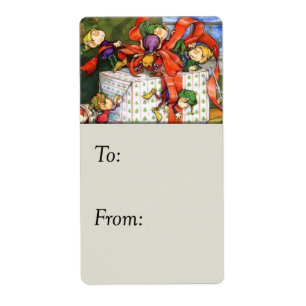 Elves Wrapping Gift Tag