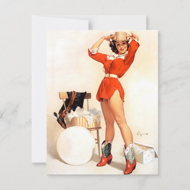 Elvgren Cowgirl Holiday Card (Front)