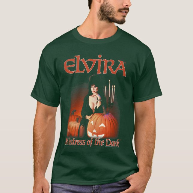 Elvira Mistress of the Dark Pumpkin Halloween Horr T-Shirt (Front)