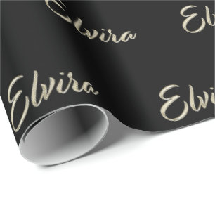 Elvira white gold Handwriting Geschenkpapier Wrapping Paper