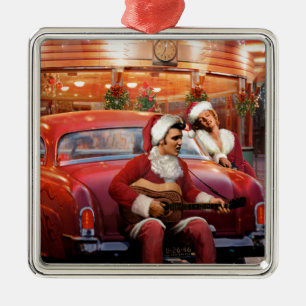 Elvis and Marilyn Christmas Metal Tree Decoration