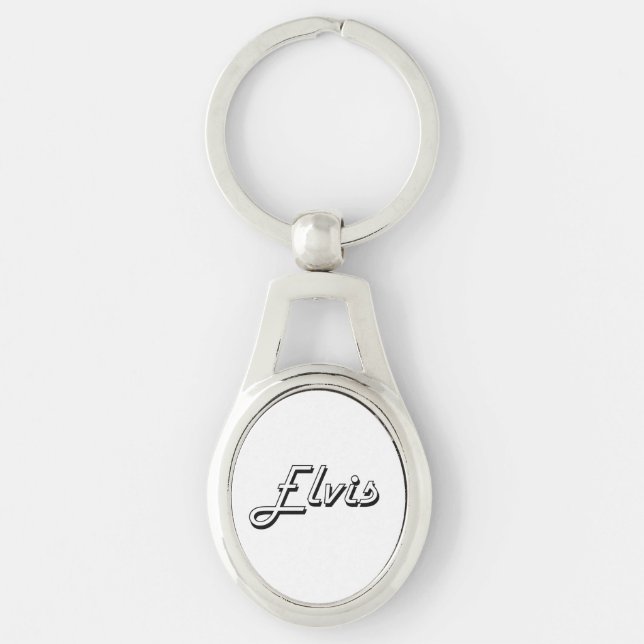 Elvis Classic Retro Name Design Key Ring (Front)