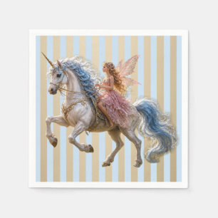 Elvish Fairy Riding a Unicorn Napkin