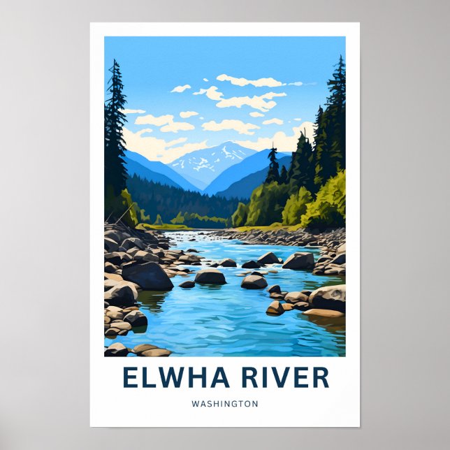 Elwha River Washington Travel Print (Front)