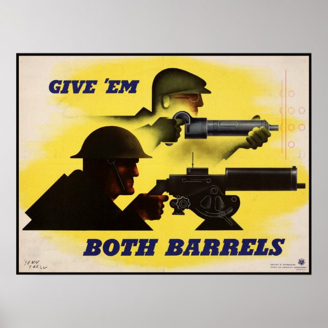 EM Both Barrels WPA World War 2 Bonds Ads Poster (Front)