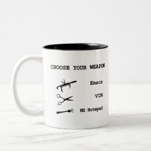 Emacs Vs VIM Vs Notepad Text Editors Programmers Two-Tone Coffee Mug