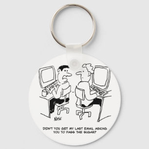 Email Computer Lesson. Funny Cartoon Key Ring