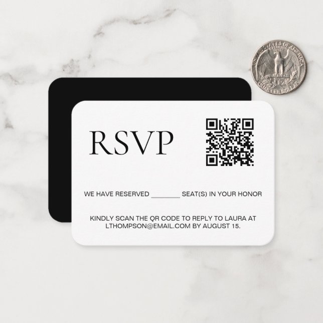 Email Response to event Custom QR code Card (Front/Back In Situ)