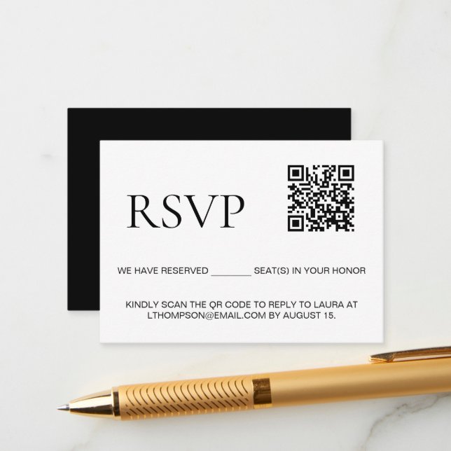 Email Response to event Custom QR code Enclosure Card (Front/Back In Situ)