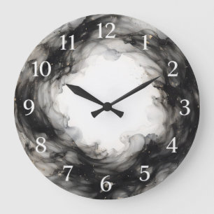 Emanation — Fluid Ink-Wash Large Clock