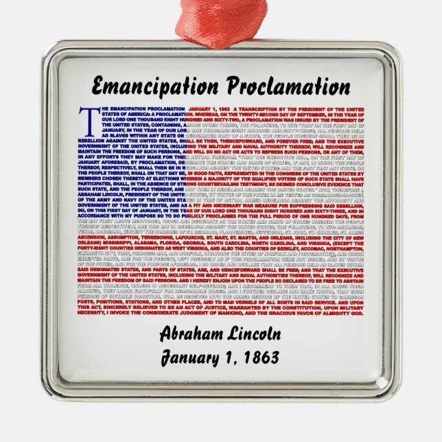 Emancipation Proclamation Metal Tree Decoration (Front)