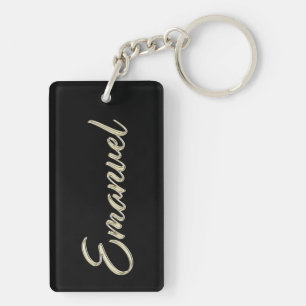 Emanuel name whitegold key trailer ring