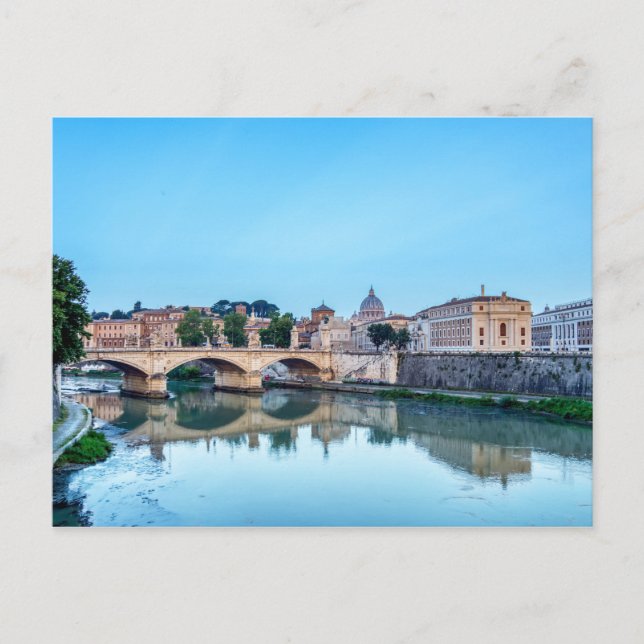 Emanuele II bridge and St. Peter's Basilica - Rome Postcard (Front)