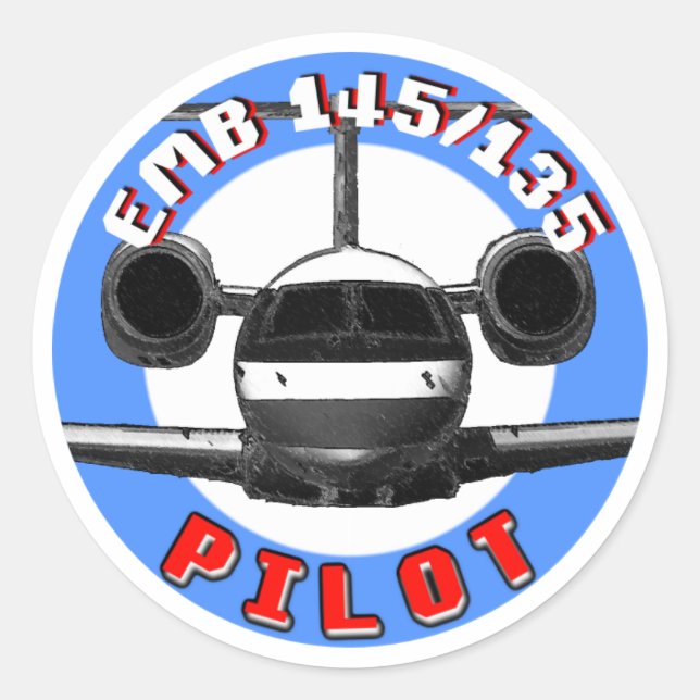 EMB 145 pilot Classic Round Sticker (Front)