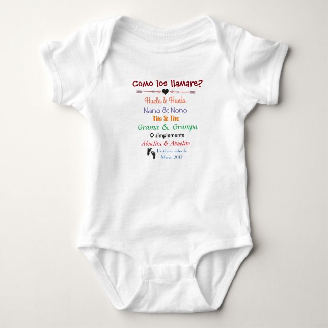 Embarazo/Pregnancy announcement Baby Bodysuit (Front)