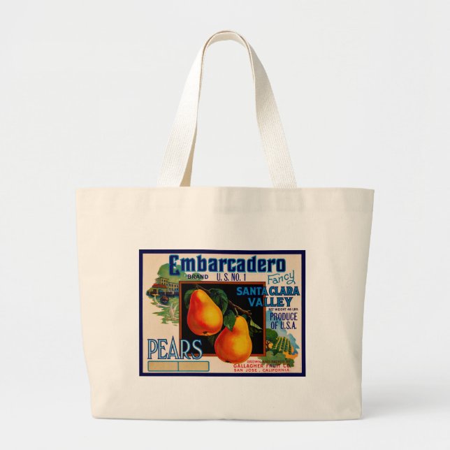 Embarcadero Pears Large Tote Bag (Front)