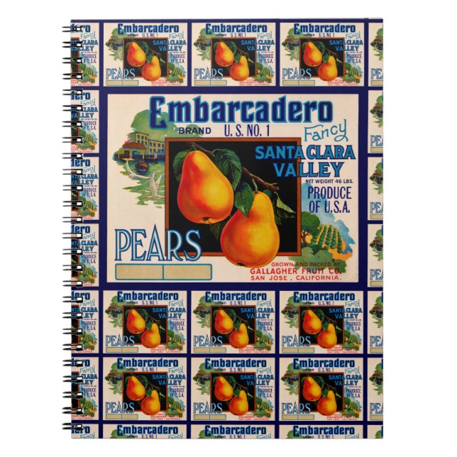 Embarcadero Pears multi print Spiral Notebook (Front)