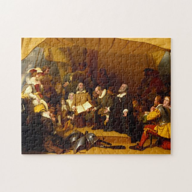Embarkation of the Pilgrims by Robert Walter Weir Jigsaw Puzzle (Horizontal)