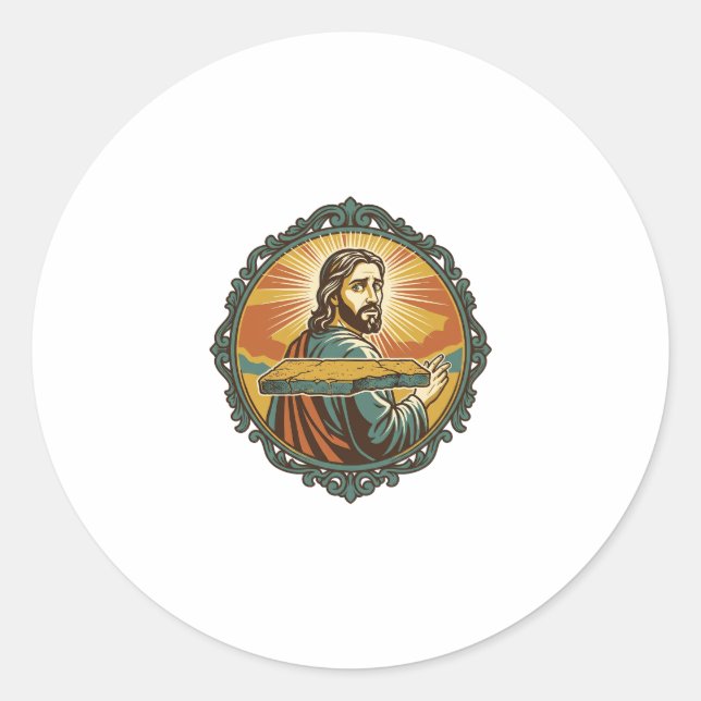 Embarrassed Jesus Tripping Flat Surface Public Clu Classic Round Sticker (Front)