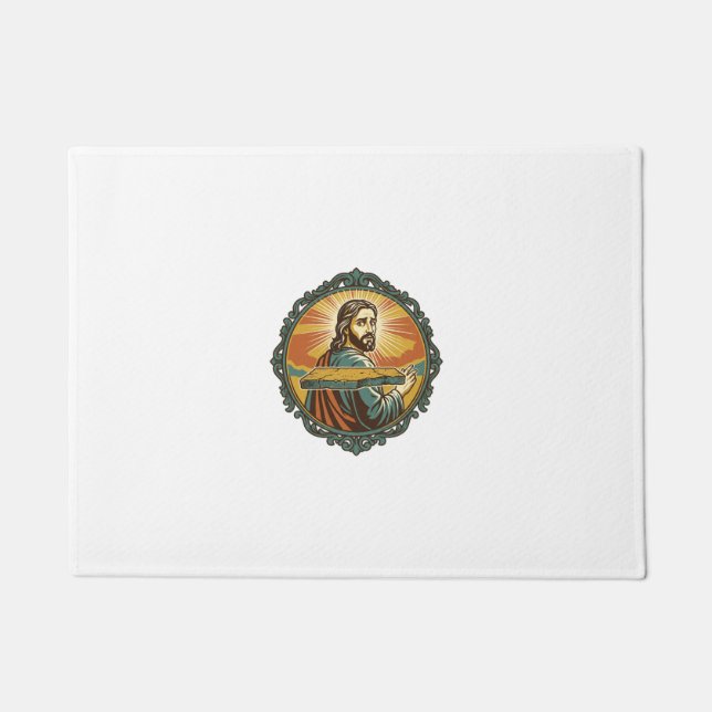 Embarrassed Jesus Tripping Flat Surface Public Clu Doormat (Front)