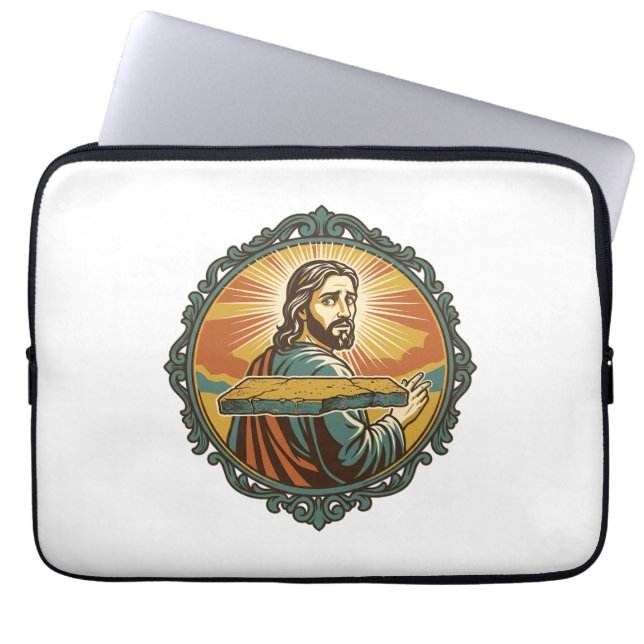 Embarrassed Jesus Tripping Flat Surface Public Clu Laptop Sleeve (Front)