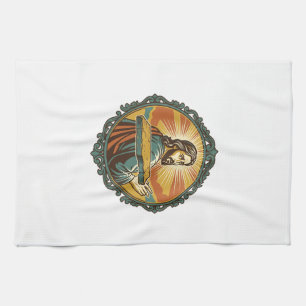 Embarrassed Jesus Tripping Flat Surface Public Clu Tea Towel