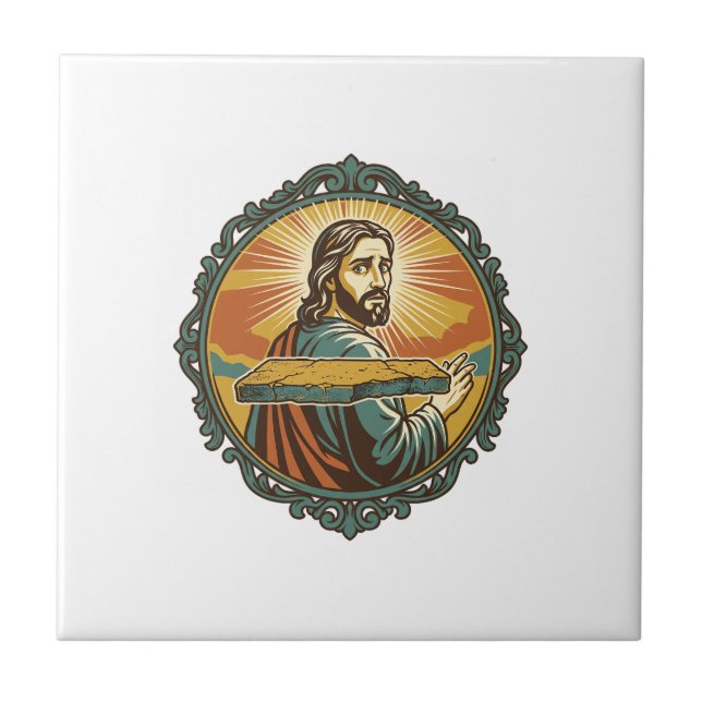 Embarrassed Jesus Tripping Flat Surface Public Clu Tile (Front)