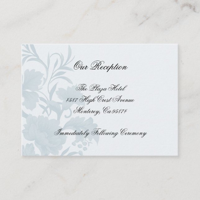 Embassy Floral Blue Reception Insert Cards (Front)