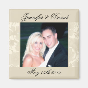 Embassy Floral Ecru Creme Save The Date Photo Magnet