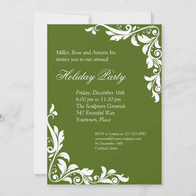 Embellished Emerald Corporate Holiday Party Invitation (Front)