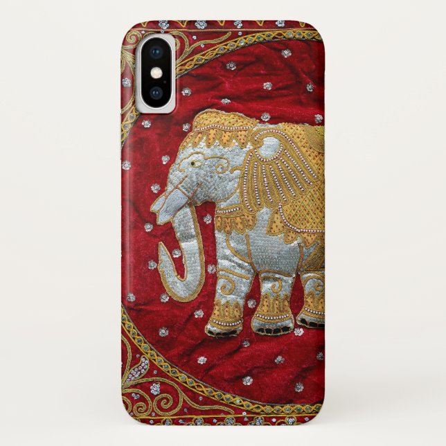Embellished Indian Elephant Red and Gold Case-Mate iPhone Case (Back)