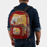 Embellished Indian Elephant Red and Gold