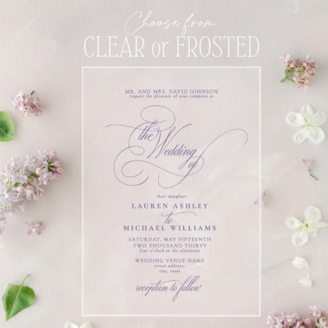 Embellished Lilac Lavender Calligraphy Wedding Acrylic Invitations (Creator Uploaded)