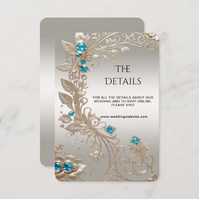 Embellishing Gold Blue Stone Detail Enclosure Card (Front/Back)