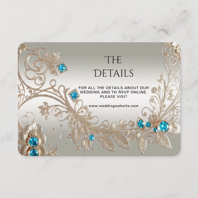 Embellishing Gold Blue Stone Detail Enclosure Card (Front)