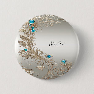Embellishing Gold Blue Stones Button