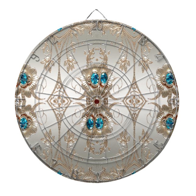 Embellishing Gold Blue Stones Dartboard (Front)